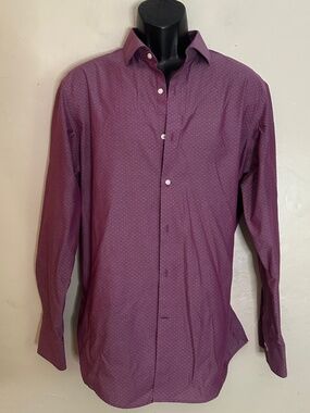 Marc NY Dotted Long Sleeve Shirt 16-16.5/34-35 Gently worn 60% cotton/40% poly